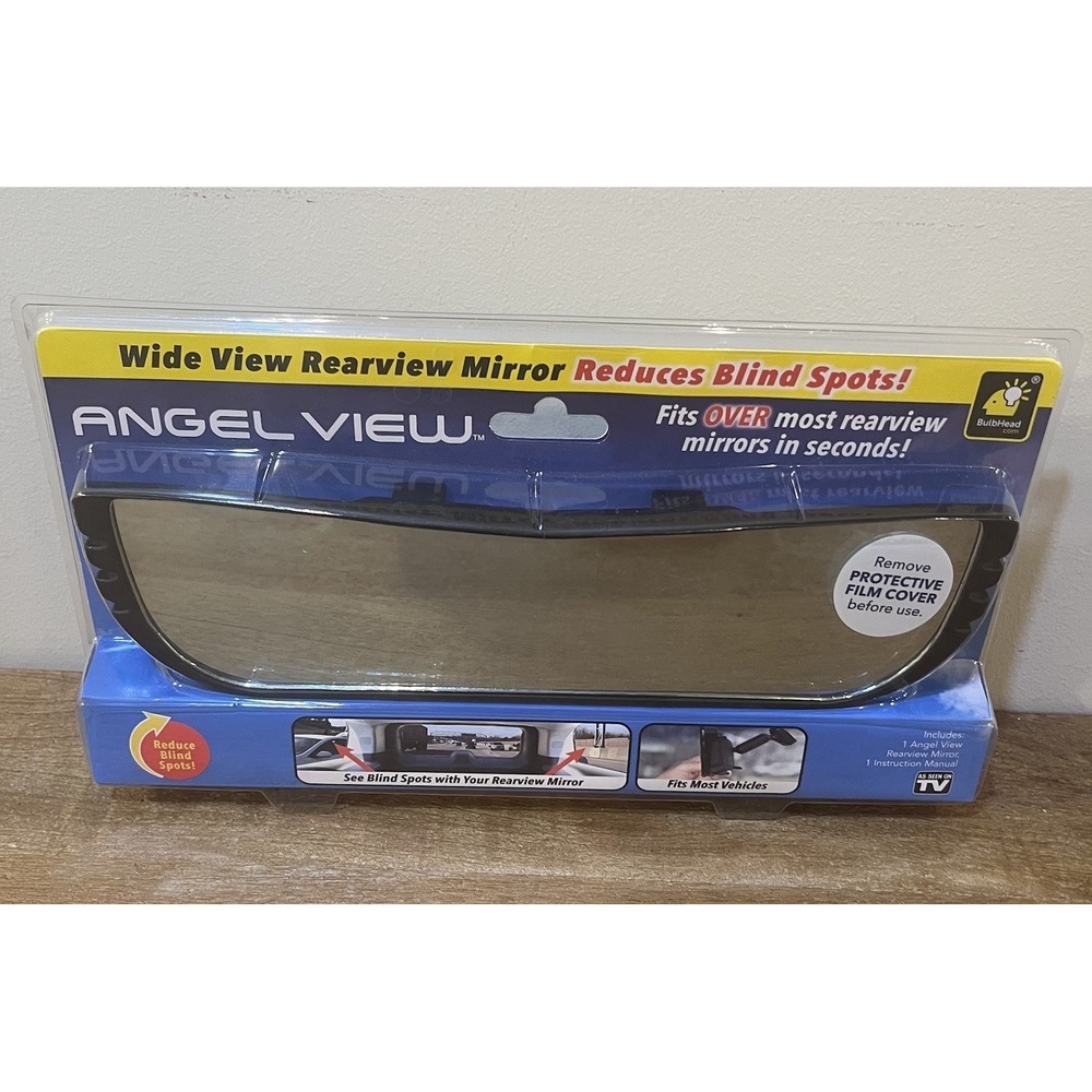 Angel View 12" Wide-Angle Rear View Mirror‎ Clip-on for Cars SUV As Seen On TV